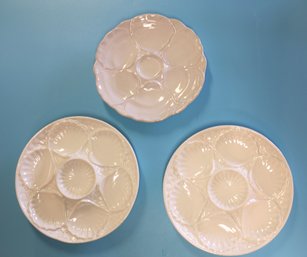 Three Seafood Shell Serving Plates - Two Marked California - One Marked Italy