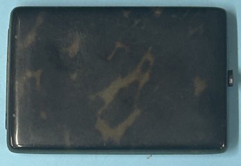 Faux Art Deco Tortoise Shell Cigarette Case Holder, 4-3/4' X 3-1/8'