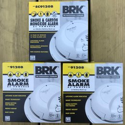 3 Pcs New Unopened 1-BRKSC9120B Smoke & Carbon Monoxide Alarm & 2-9120P Smoke Alarms