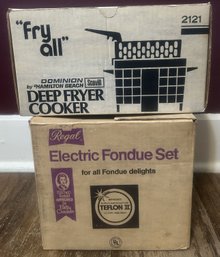 2 Pcs Regal Electric Fondue Pot & Hamilton Beach FryAll Deep Fryer Cooker Both In Original Boxes (Not Tested)