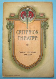 1906 Program For The Criterion Theatre - Broadway & W. 44th Street - New York City