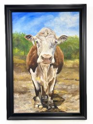 2015 Oil On Canvas 'Lucy' The Cow By Karen Busch-Holman, 28.5' X 40.5'H