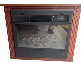 Nice Heat Surge Electric Fireplace With Amish Mantle, On Castors, 32' X 24' X 25.5'H