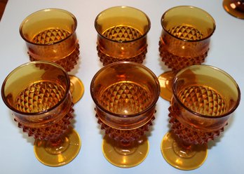 Six Amber Indiana Goblets