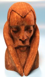 Vintage Santos Solid Wood Carving Of A Bust Of A Man