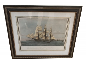 Deep Line Intaglio Restrike Hand-Colored Framed Etching Of USS Constitution 'Old Ironsides', Ltd Ed. 10 Of 36
