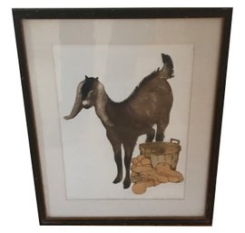 Gorgeous 1976 Ltd Edition 77/350 Color Intaglio 'Scapegoat' By Nancy Nemec (?) Matted And Framed