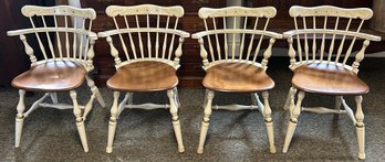4 Pcs Vintage Ethan Allen Comb Back Painted Chairs, Sturdy & Comfortable, 22.5 X 18.5 X 29.5'H