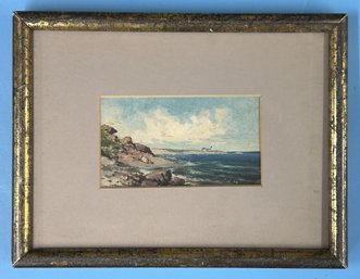 Small 1892 Antique George Albert Frost Oil On Canvas, White Island Light, Isle Of Shoals, 8.75' X 6.75'H