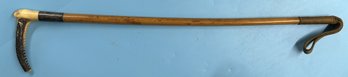 1795 Antler And Sterling Handle Riding Crop, Birmingham England, 1795 Made By Michael Plummer. 31'L
