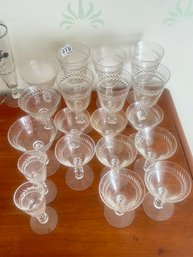 19 Pcs Vintage Cut Crystal Barware, Various Types And Quantities Of Each