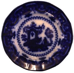 Antique Flow Blue Chinese Porcelaine Plate, 7-3/8 Diam. Pattern 'Oregon' Marked T J&J Mayar, Longport