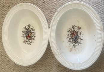 Matching Vintage Pair Wedgwood Oval Serving Bowls, 11' X 8.5'