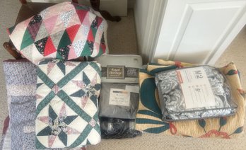 Quilt Lot Both Antique Hand Stitched And New Machine Made, Heated Blankets, Various Sizes