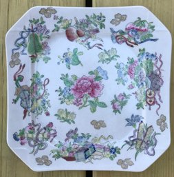 Vintage Asian Hand Decorate In Macau Octogon Plate, 8' X 9.25'