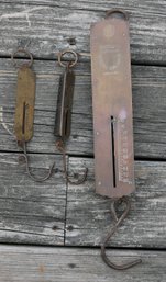 Three Vintage Hanging Scales - 1 Larger - 2 Small
