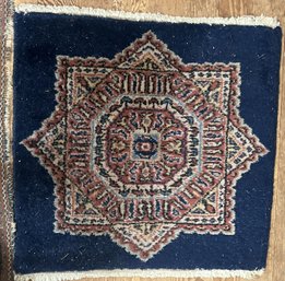 Vintage Square Oriental Carpet With Geometric Octagon Star On Navy Field, 24' Sq