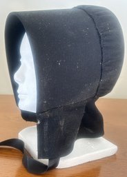 Vintage Ladies Black Bonnet On Manikin Head