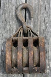 Antique Block And Tackle - Three Pulleys