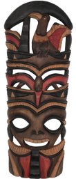 Vintage Carved Wooden Tribal Mask, 11' X 26'H