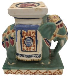 Antique Diminutive Ceramic Elephant In Garden Seat Form, 8' X 4' X 7.75'H