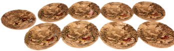 Vintage Nine (9)  Pieces Of Staffordshire Dinnerware In 'welcome Home' Pattern - 1-Oval Platter & 8-Plates