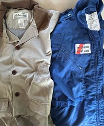 2 Pcs US Coast Guard Jump Suit & L.L. Bean Men's Jacket, LG