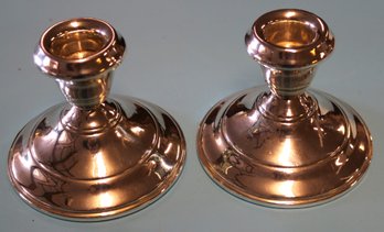 Pair Of Sterling Weighted Candlesticks - 3' High