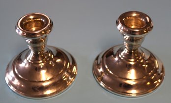 Pair Of Sterling Silver Weighted Candlesticks - 3' H