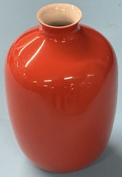 Vintage Tomato Red Porcelain Bud Vase Mk-Bo Jia For Middle Kingdom, 4.75'H