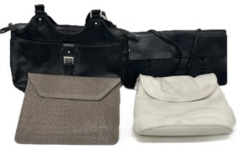 4 Pcs Ladies Leather Designer Handbags, Purse Or Clutch, Etienne Aigner, Alfani, Perlina & Other