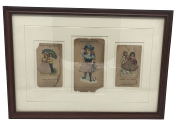 3 Antique Bretton Woods NH American Color Barometer Cards Well Matted And Frame Together