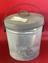 Galvanized Lidded Storage Bucket, 14: Diam. X 17'H