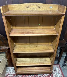 Antique American Oak 6-Shelf Open Front Bookcase, 4-Adjustable Shelves, 31' X 11' X 56.5'H