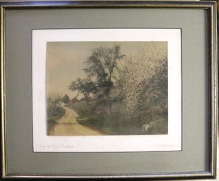Large Format Fred Thompson Signed Hand Colored Photograph - Titled: 'Elms And Apple Blossems'