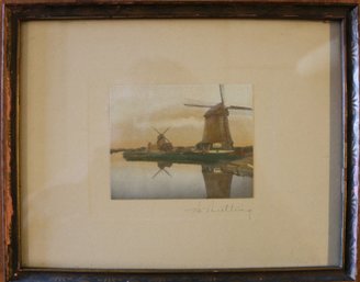 Wallace Nutting Signed & Colored Photograph - Frame Is 9.5' X 7.5' - Image Is 3.75' X 3'