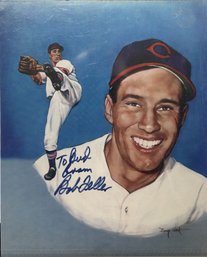 Bob Feller (1918-2010) Autographed Picture, Pitcher For Cleveland Indians, Played 17 Seasons-In Plastic Sleeve