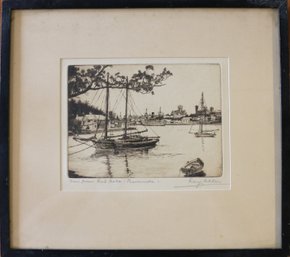 Limited Edition Etching Signed By Ray Allen Title: 'View From Red Hole - Bermuda'
