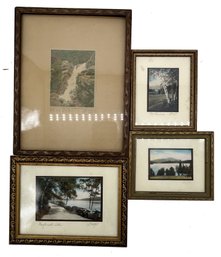 4 Pcs Hand Colored And Signed Sawyer Pictures, Largest Frame 7.75' X 10'H