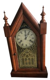 Antique New Haven Steeple Clock, One Day, Gothic Chime, With Key & Pendulum