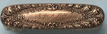 Antique Sterling Repousse Clothes Brush Engraved 'Nellie To Will Oct 18th 1896', 5'L X 1-1/4'W X 1-5/8'H