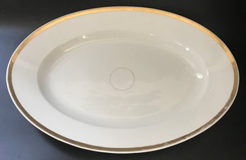 HUGE Antique Oval White Ironstone Gold Rimmed Platter, 19-7/8' X 13-3/4' X 1-78'H