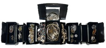 Wonderful Large Lot Of Costume Jewelry In Unique Folding Jewelry Case, 9.5' X 7.25' X 5'H (Closed)