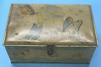 1920's Artstyle Chocolates Tin Decorated With Butterflies, 9.25' X 5.75' X 4'H