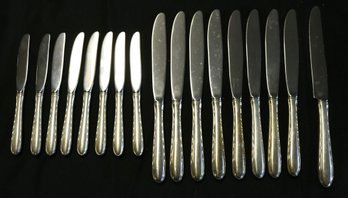 17 Towle Sterling Silver Flutes Pattern Knives - 1 - Serving - 8 Dinner - 8  Butter - Sterling Handle 11.93ozt