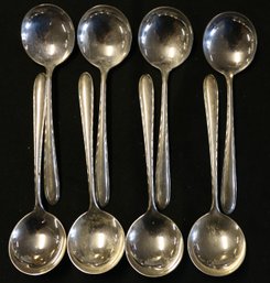 Eight Towle Sterling Soup Spoons - Silver Flutes Pattern - 9.58 Ozt
