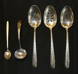 Four Towle Sterling Spoons - 3 Are Silver Flute Pattern - Plus Ladle Marked Sterling - 7.89ozt Total