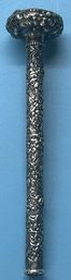 Antique Sterling Silver Walking Stick Handle ONLY, 8'L  Ball 1-7/8' Diam. (Stick Has Been Broken Off)