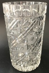 Vintage Heavy Cut Glass Flower Vase, 5.5' Diam. X 9'H Vintage Heavy Cut Glass Flower Vase, 5.5' Diam. X 9'H