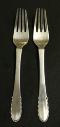 Georg Jensen 2 Antique Sterling Silver Bead Pattern Dinner Forks,  - Made In 1927/9 - 3.82 Ozt